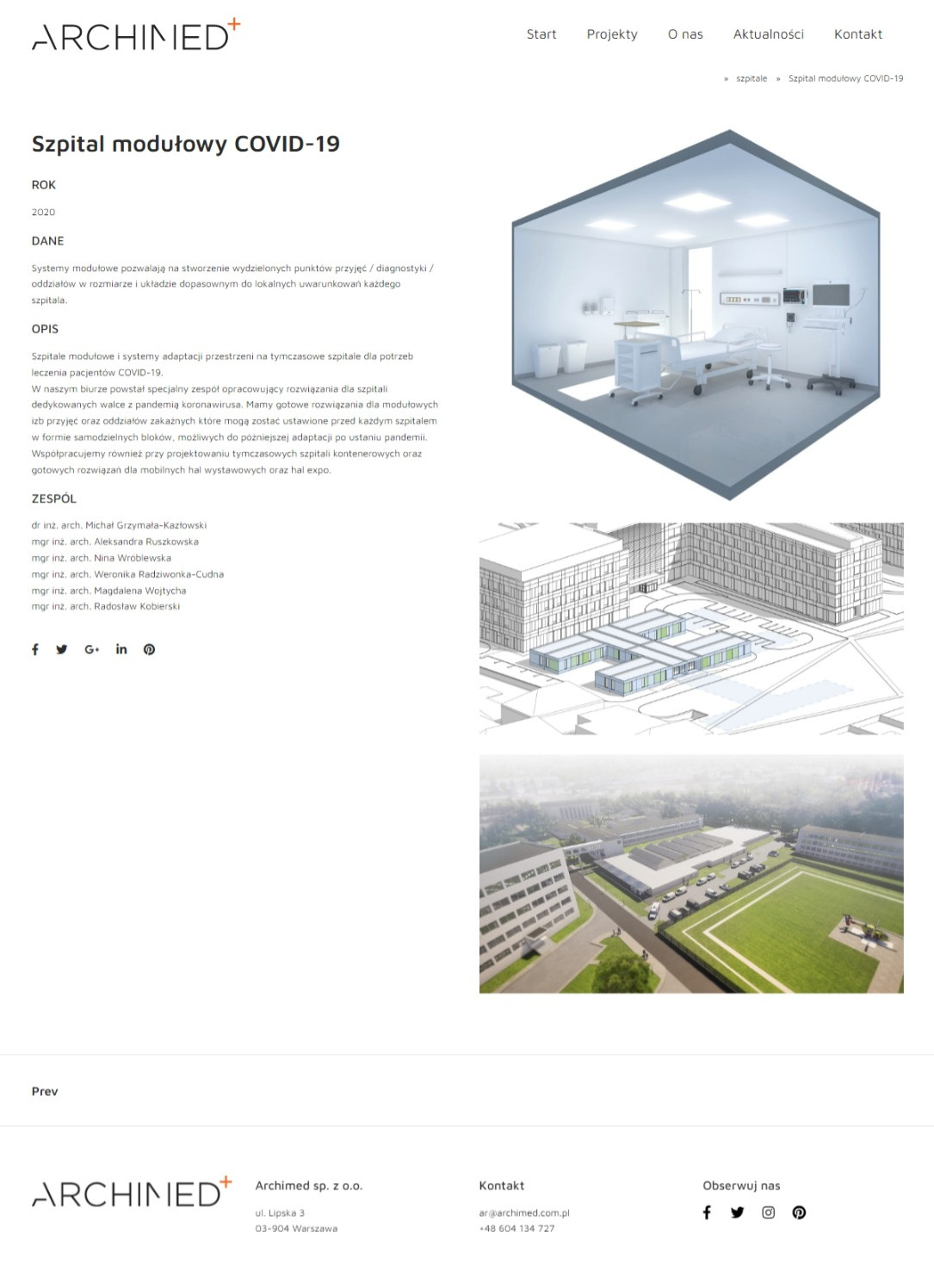 strona internetowa Wordpress biura architektonicznego z Warszawy