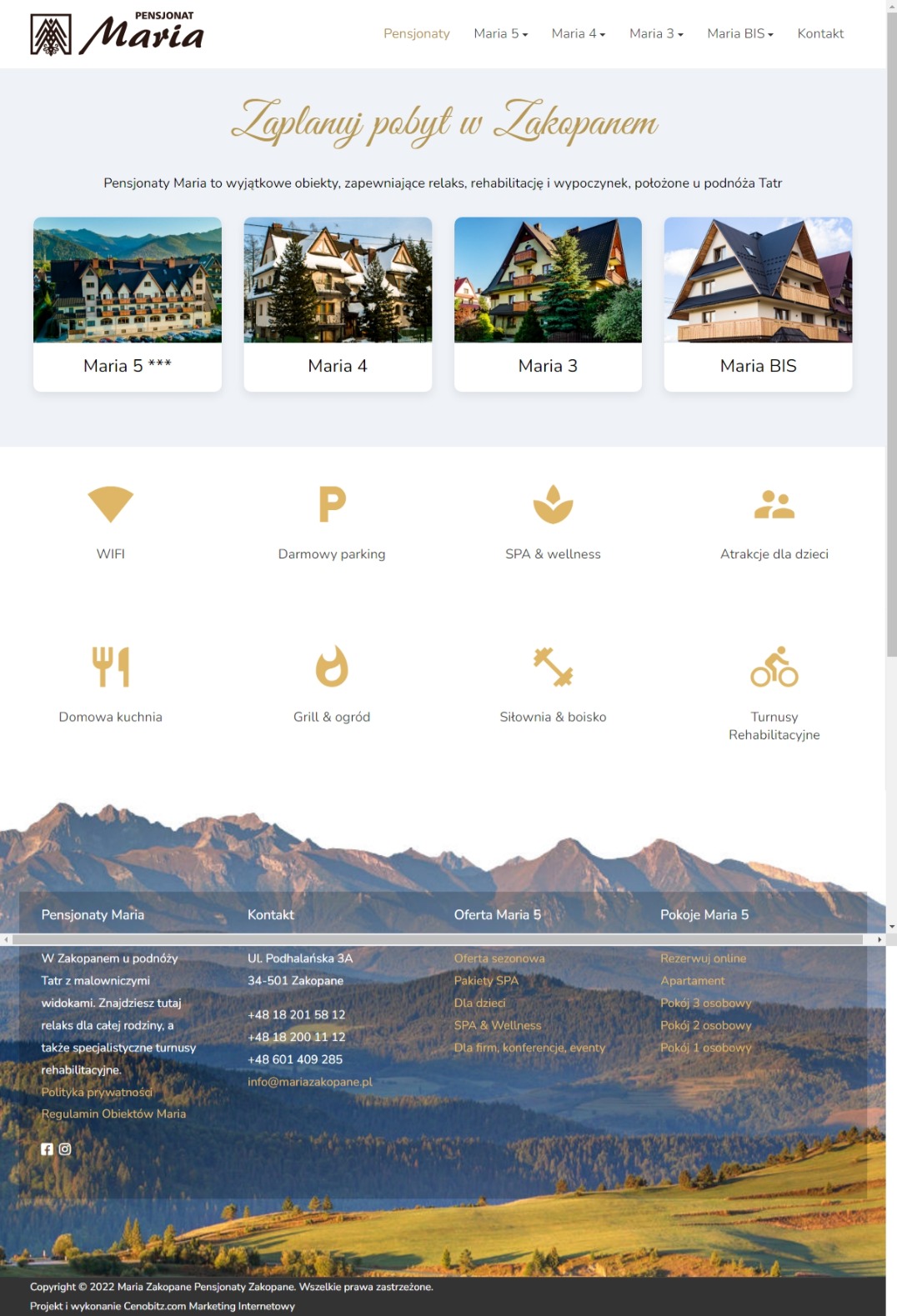 Strona internetowa Joomla dla pensjonatu turystycznego