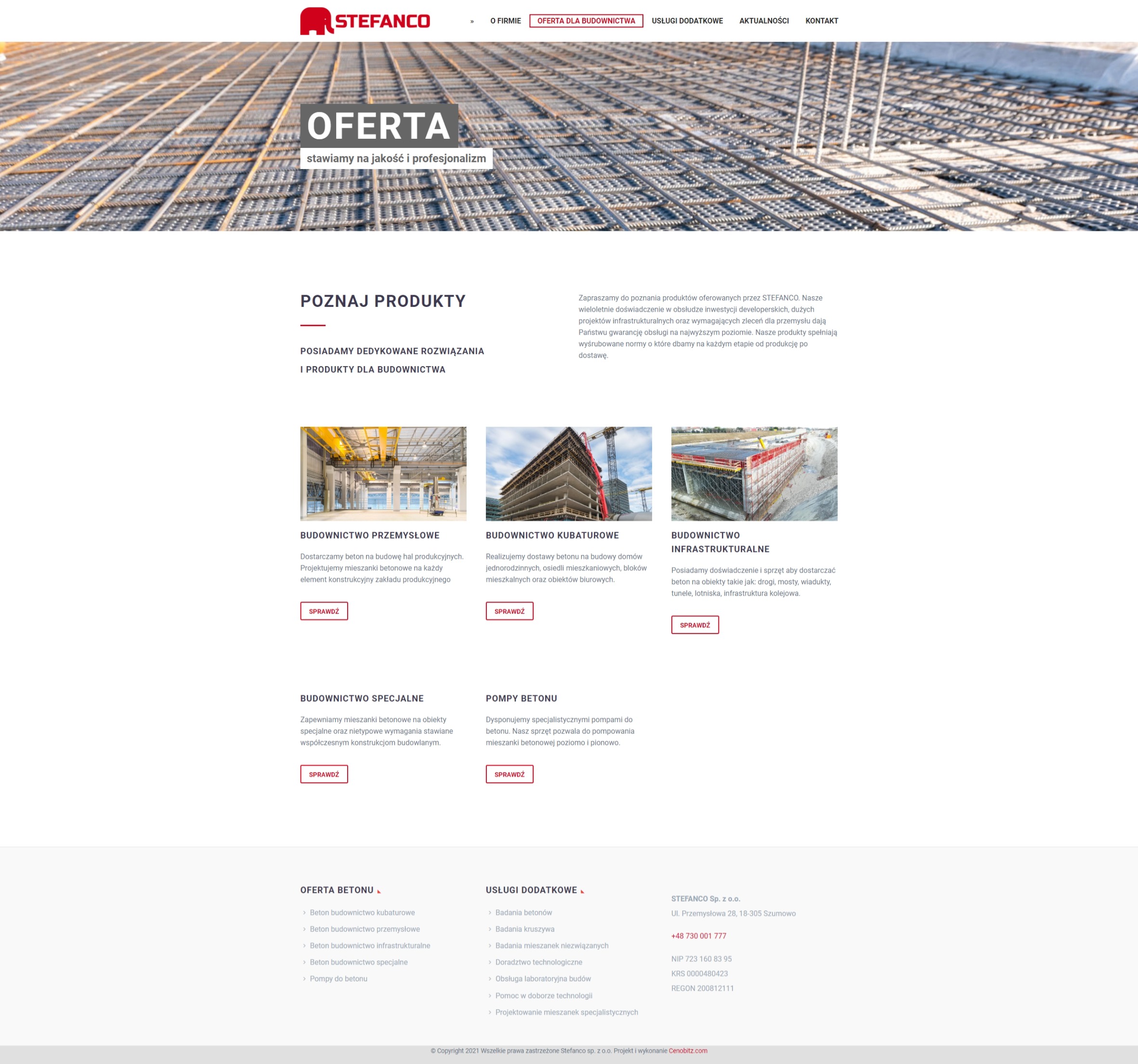Strona Wordpress dla producenta betonu Warszawa